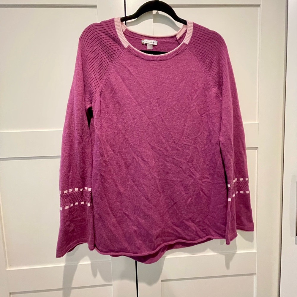 Smart wool sweater - purple/pink with pink sleeve accents. U.S. medium.